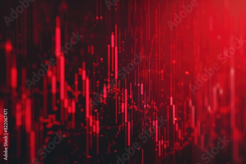 Red stock market graph background.