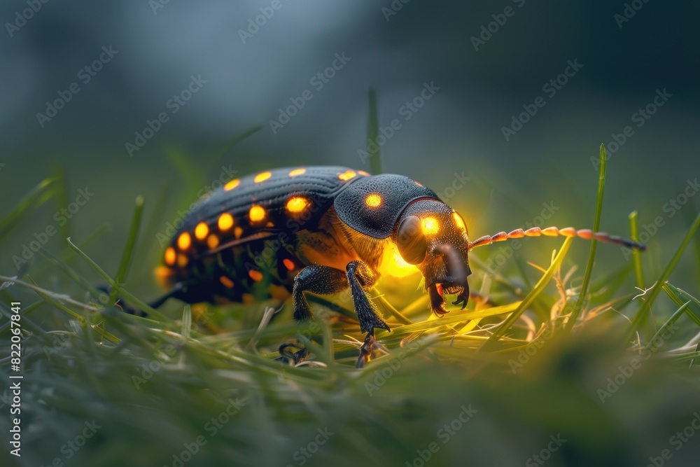 A bug sitting in the grass, suitable for nature themes A bug sitting in the grass, suitable for nature themes