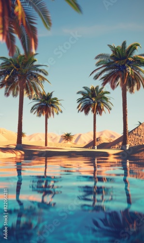 Abstract Oasis In A Desert Landscape Photorealistic HD