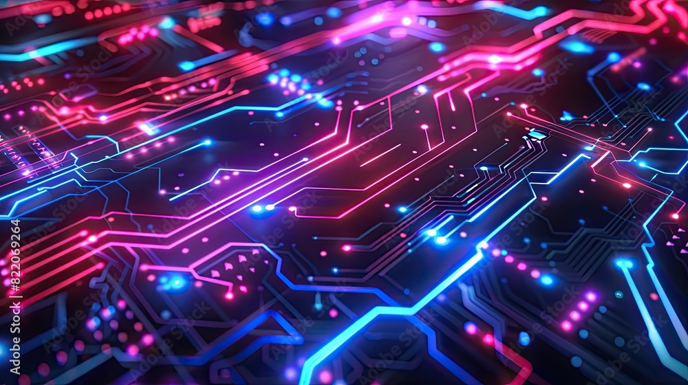 A vibrant cyberpunk style background featuring intersecting neon lines and glowing circuit patterns on a dark backdrop, evoking a high-tech futuristic atmosphere A vibrant cyberpunk style background featuring intersecting neon lines and glowing circuit patterns on a dark backdrop, evoking a high-tech futuristic atmosphere