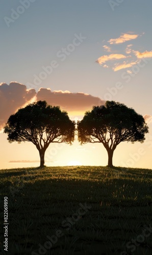 Abstract Savanna With Silhouetted Trees Photorealistic HD