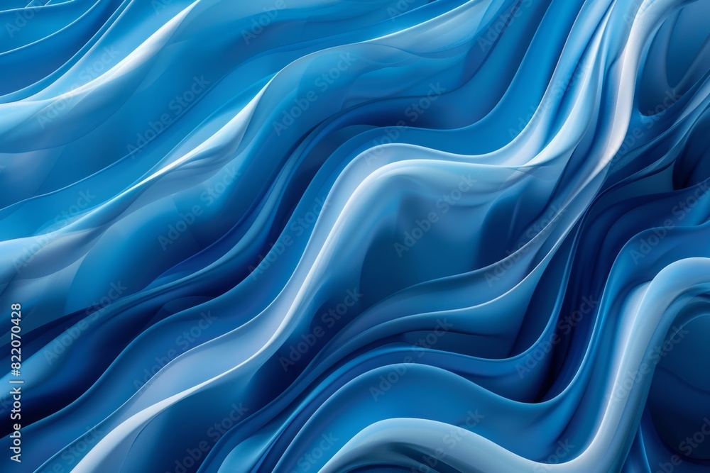 Obraz premium Abstract blue satin waves texture, ideal for backgrounds or creative designs in art and fashion projects.