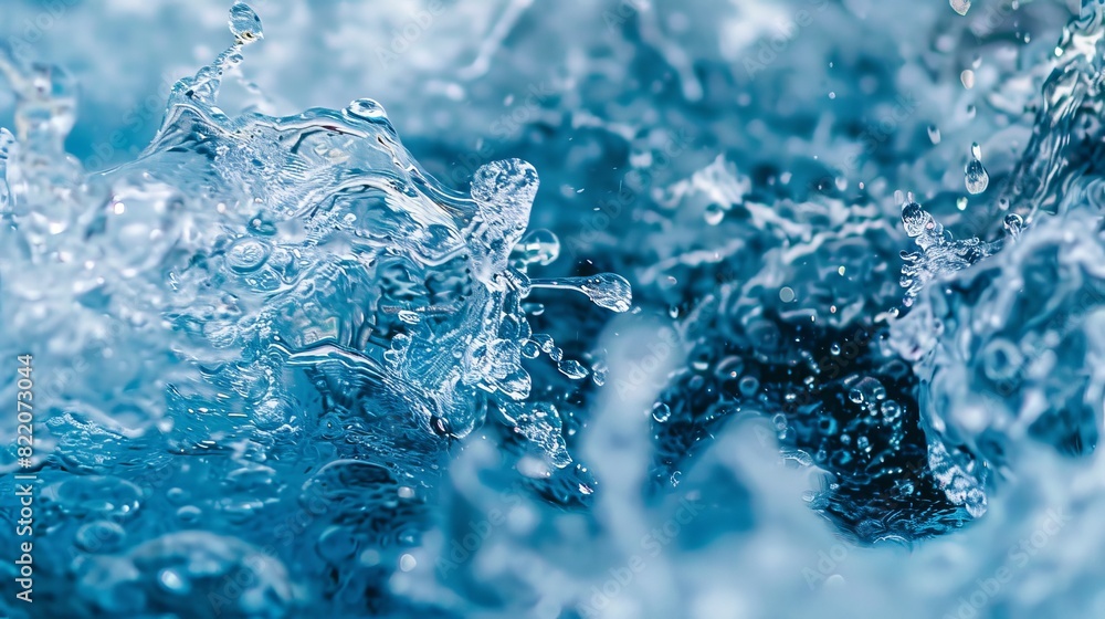 A close-up abstract view of the surface of deep blue water, showcasing its mesmerizing pattern for use as a background. This image captures the abstract beauty of water splashing A close-up abstract view of the surface of deep blue water, showcasing its mesmerizing pattern for use as a background. This image captures the abstract beauty of water splashing