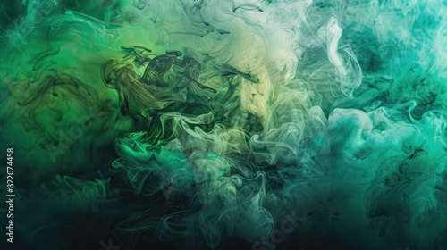 A green and white smokey background with a green and white smokey foreground. The smoke is thick and dense, creating a sense of heaviness and darkness