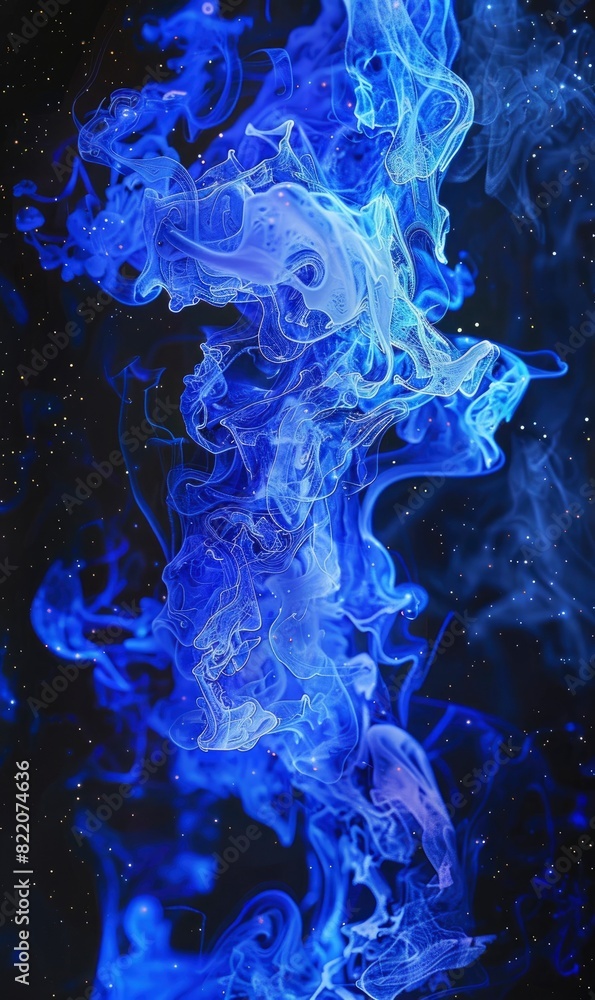 Fototapeta premium Blue Abstract Bioluminescent Sea,Photorealistic HD