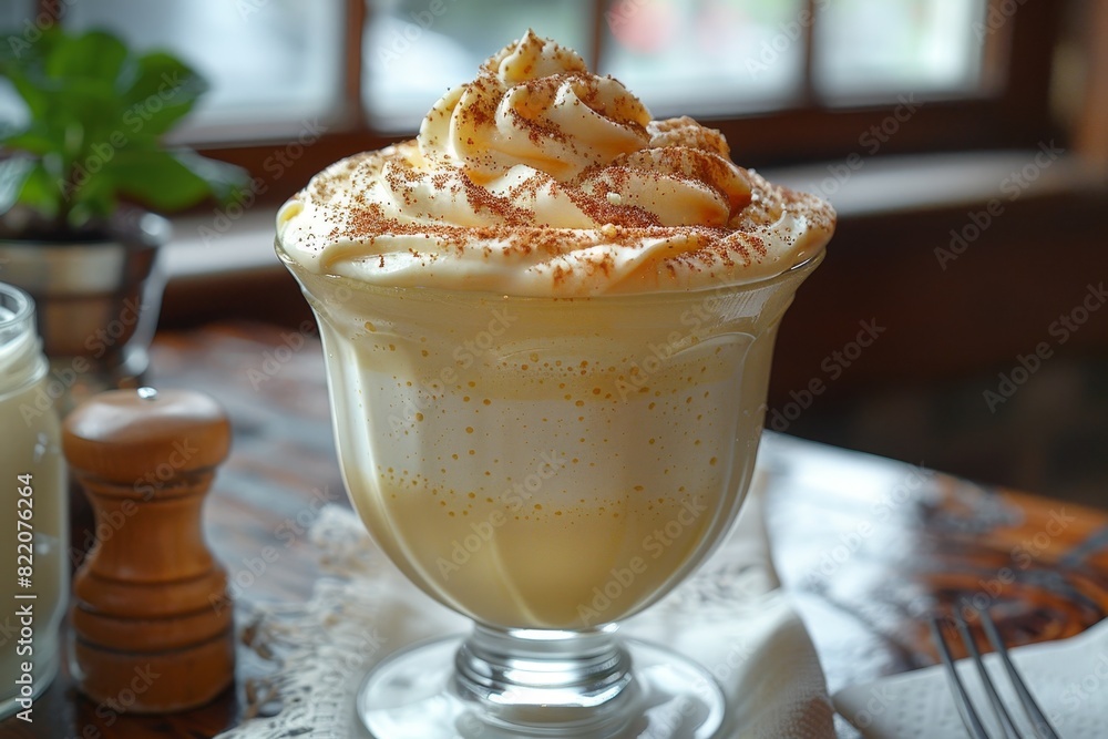 Zabaglione: A light, frothy dessert made from egg yolks, sugar, and Marsala wine, served in a glass. Zabaglione: A light, frothy dessert made from egg yolks, sugar, and Marsala wine, served in a glass.