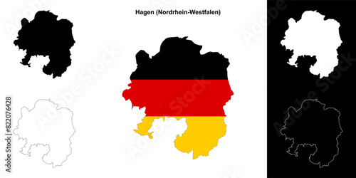 Hagen (Nordrhein-Westfalen) blank outline map set