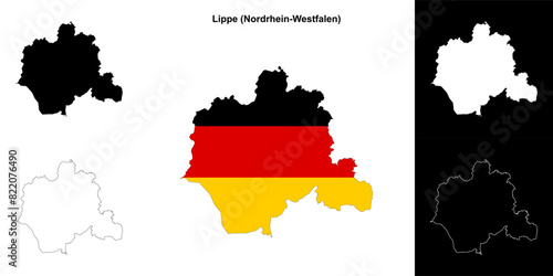 Lippe (Nordrhein-Westfalen) blank outline map set