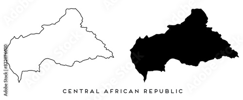 Central african republic map outlined and black vector
