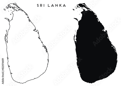 Sri Lanka map outlined and black vector