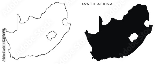 South Africa map outlined and blue vector