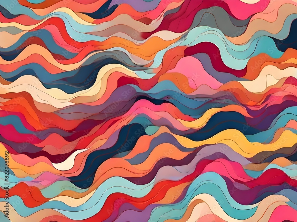Generative AI illustration of abstract colorful background with wavy lines and spots forming seamless geometric shaped pattern Generative AI Generative AI illustration of abstract colorful background with wavy lines and spots forming seamless geometric shaped pattern Generative AI