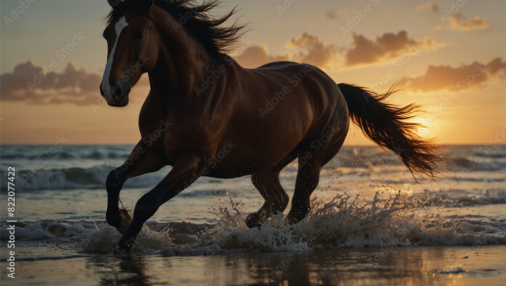 Horse running on the beach Horse running on the beach