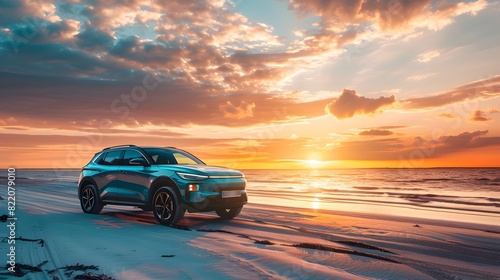 A car parked on the beach © Jing