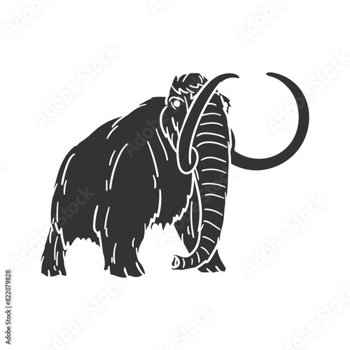 Mammoth Icon Silhouette Illustration. Animals Vector Graphic Pictogram Symbol Clip Art. Doodle Sketch Black Sign.