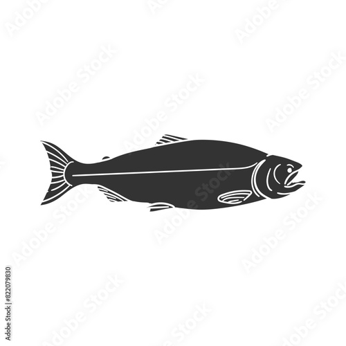 King Salmon Icon Silhouette Illustration. Fish Vector Graphic Pictogram Symbol Clip Art. Doodle Sketch Black Sign.