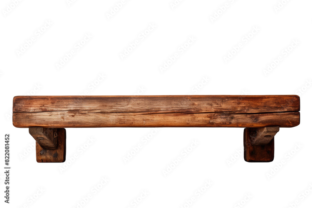 The Solitude Sanctuary: A Wooden Bench on a White Wall on a Clear PNG or White Background. The Solitude Sanctuary: A Wooden Bench on a White Wall on a Clear PNG or White Background.