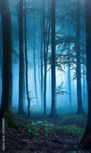 Blue Abstract Forest Scene Photorealistic HD