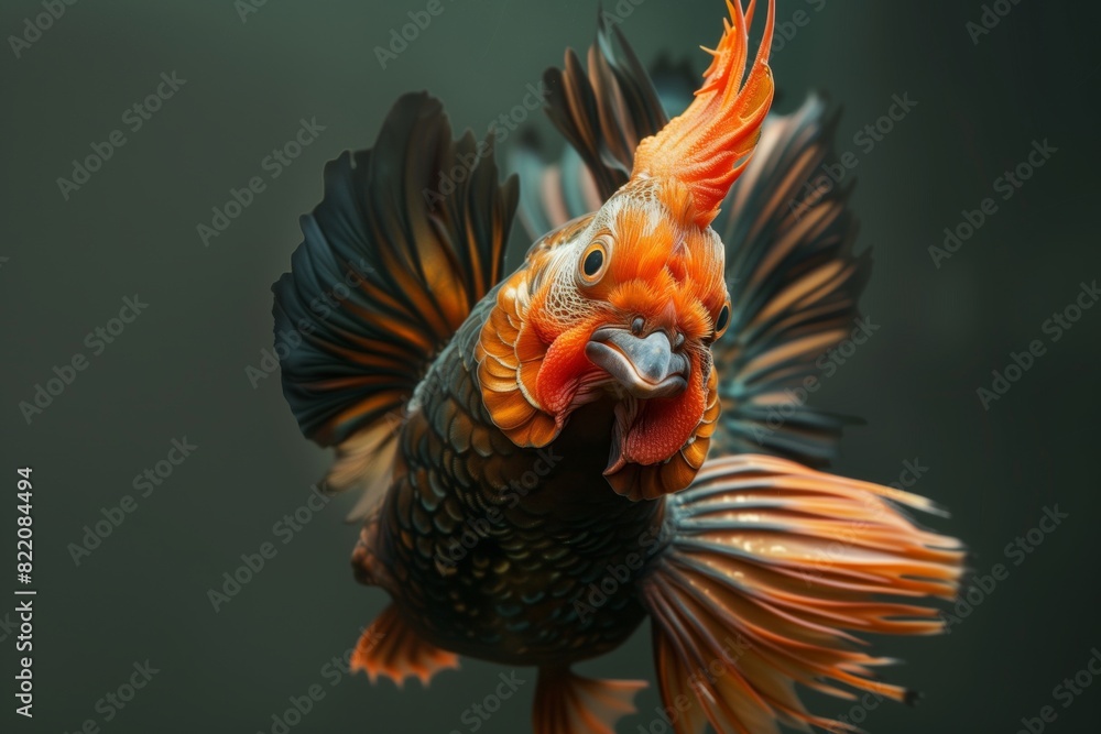aquarium fish with a cockerel aquarium fish with a cockerel