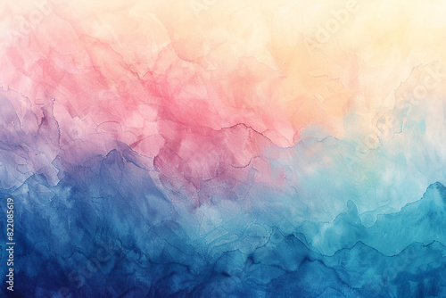 Soft gradients blend  evoking dreamlike hues on textured abstract watercolor. -