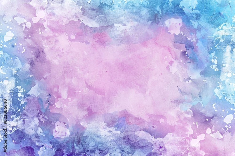 Soft pastel hues blend into watercolor border, abstract background.