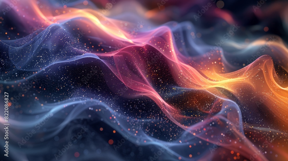 An abstract representation of dark matter, with swirling patterns and colors symbolizing its mysterious and invisible nature An abstract representation of dark matter, with swirling patterns and colors symbolizing its mysterious and invisible nature
