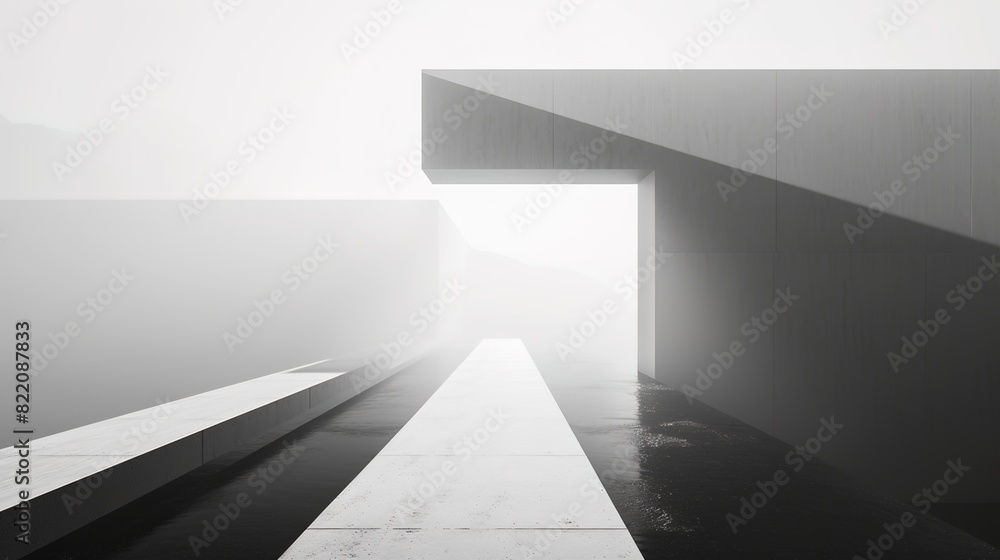 Sleek Minimalistic Abstract Architecture Wallpaper, Black and White Sleek Minimalistic Abstract Architecture Wallpaper, Black and White