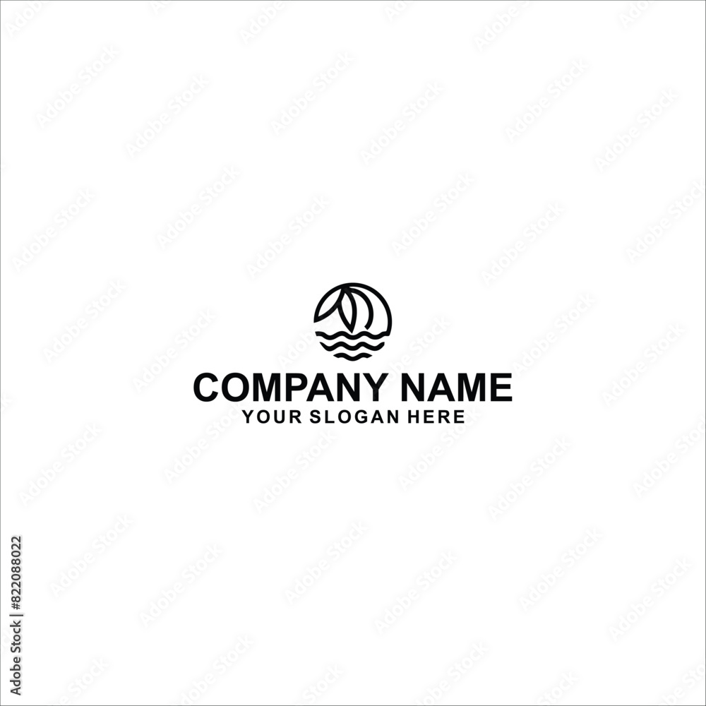 Outline wave tree logo vector illustration Outline wave tree logo vector illustration