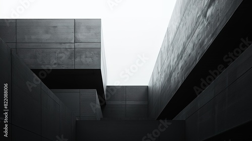 Sleek Minimalistic Abstract Architecture Wallpaper  Black and White