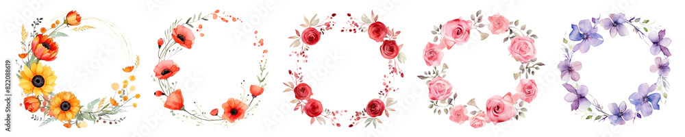Watercolor illustration of a flowers frame png on transparent background Watercolor illustration of a flowers frame png on transparent background