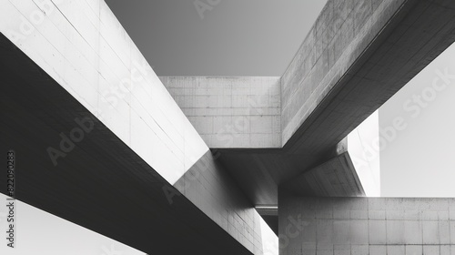 Sleek Minimalistic Abstract Architecture Wallpaper, Black and White