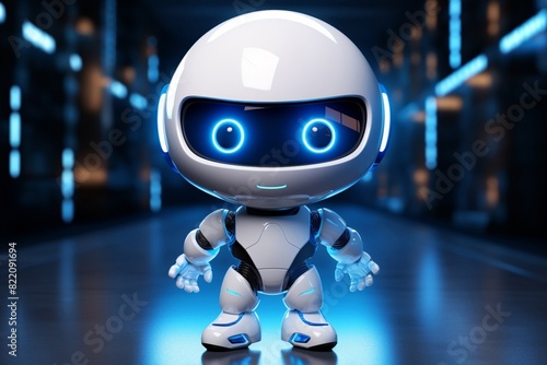 Wallpaper Mural Cute and cheerful, this 3D rendering depicts a white robotic teen child toy, complete with a winning smile and engaging gestures. Torontodigital.ca