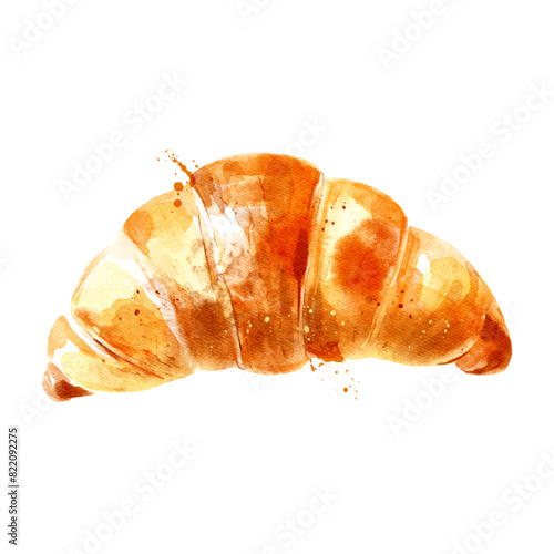 Watercolor hand drawn sketch croissant. Painted vector isolated illustration on white background for packaging design (ID: 822092275)