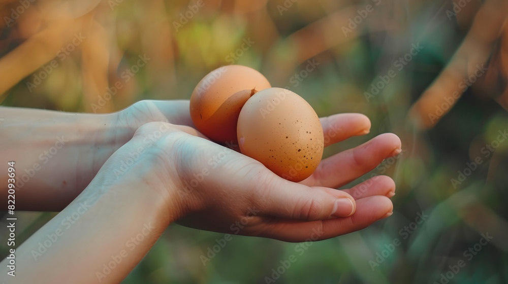 Eggs,Free-range chicken, hand holding hen's egg Eggs,Free-range chicken, hand holding hen's egg