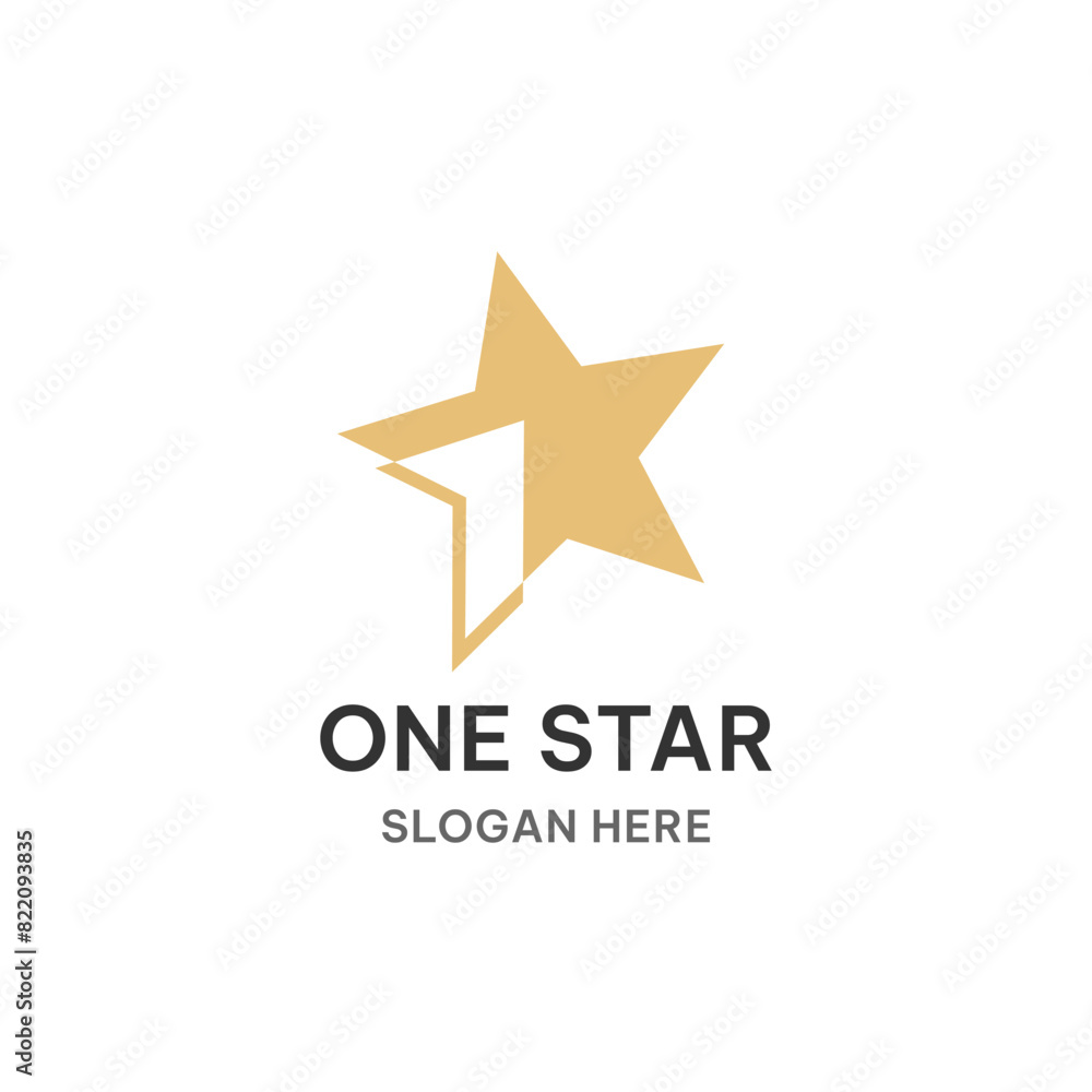 ONE STAR LOGO CONCEPT. STAR AND NUMBER ONE VECTOR ILLUSTRATION ONE STAR LOGO CONCEPT. STAR AND NUMBER ONE VECTOR ILLUSTRATION