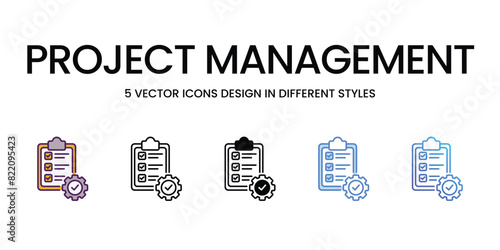 Project Management Icons different style vector stock illustration