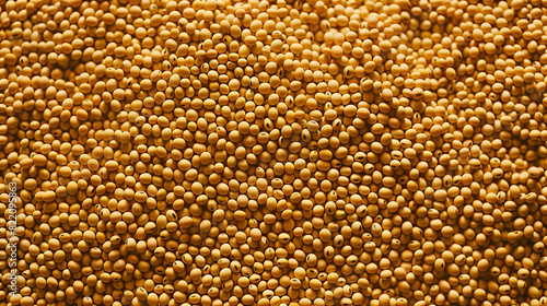 Full frame background concept with pile of many soy beans  abundant harvest of soybeans.