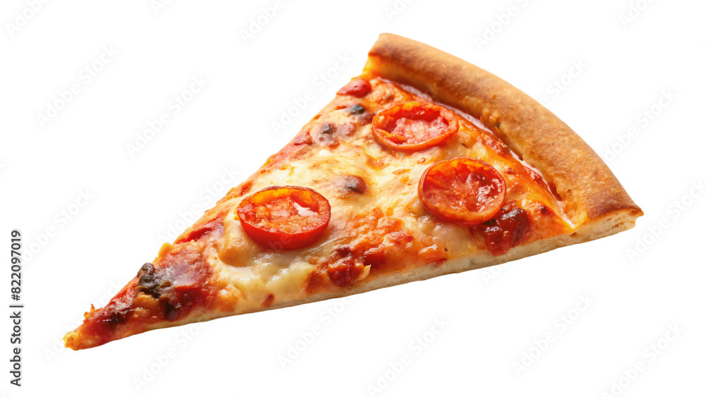 A delicious pizza with melted cheese isolated on a white background A delicious pizza with melted cheese isolated on a white background