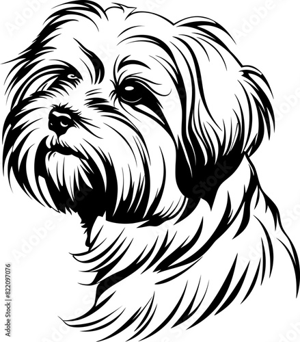 Maltese dog silhouette icon in black color. Vector template design illustration.