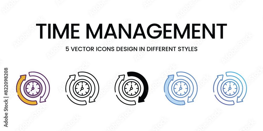 Time Management Icons different style vector stock illustration Time Management Icons different style vector stock illustration