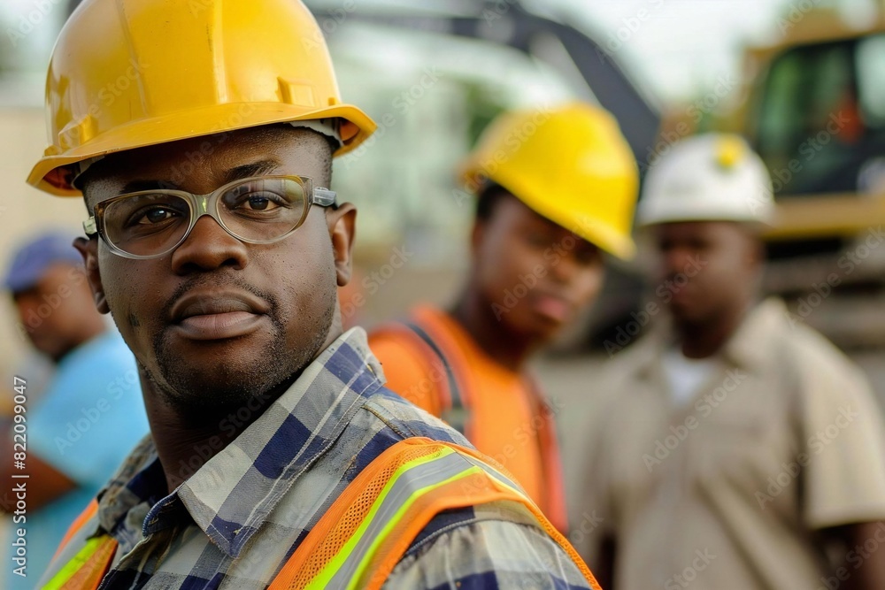 African American Family Construction Engineer Reviewing Road Construction Progress African American Family Construction Engineer Reviewing Road Construction Progress
