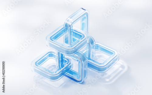 Abstract transparent glass geometry background  3d rendering.