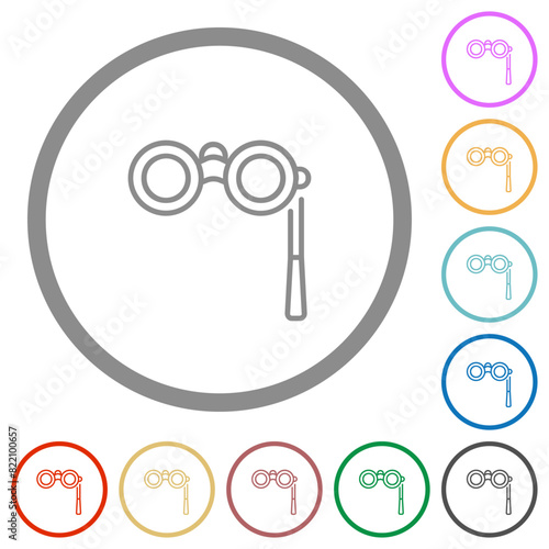 Lorgnette outline flat icons with outlines