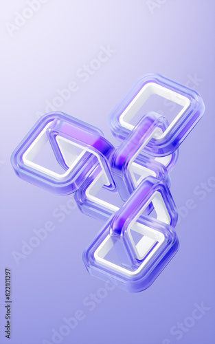 Abstract transparent glass geometry background, 3d rendering.