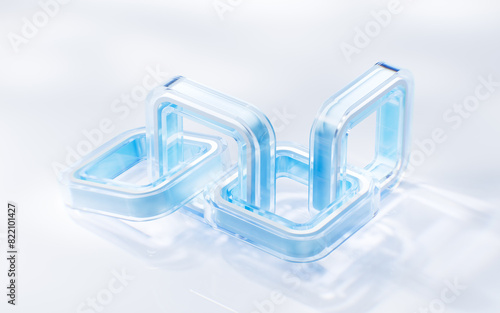 Abstract transparent glass geometry background, 3d rendering.