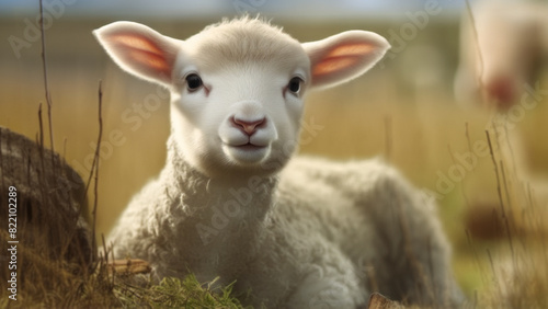 Eine Nahaufnahme von einem Lamm - Potrait von einem Schaf photo