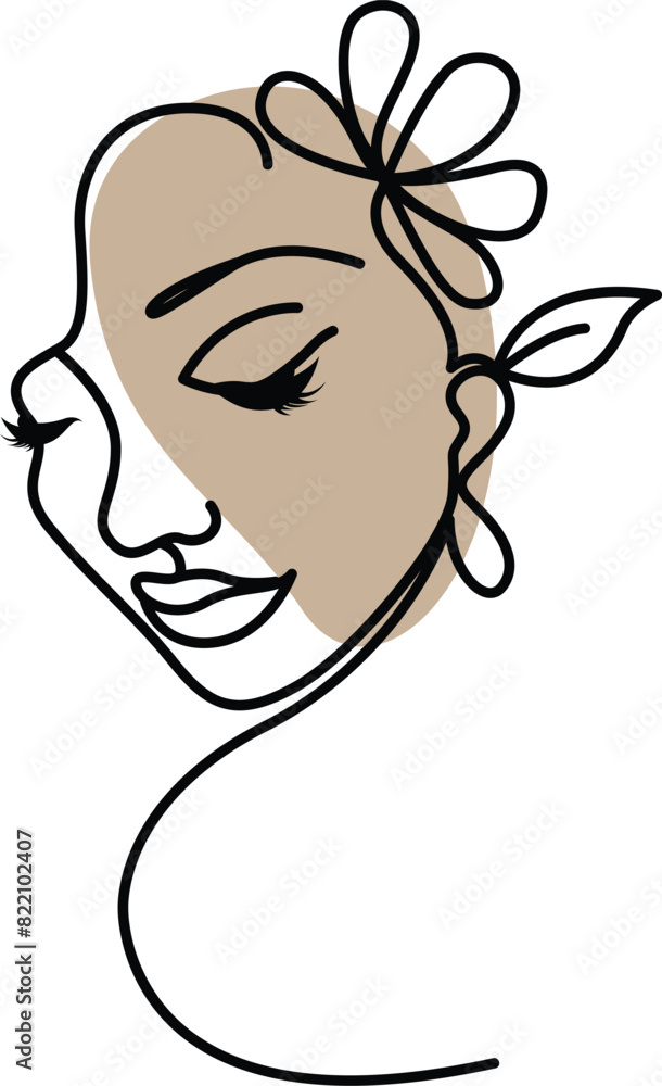 Lineart beauty face logo with vector icon Lineart beauty face logo with vector icon