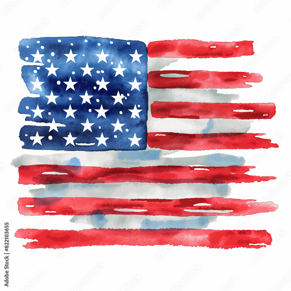 Watercolor American Flag Abstract, Modern Style, Red White and Blue Colors, Perfect for Patriotic Celebrations Watercolor American Flag Abstract, Modern Style, Red White and Blue Colors, Perfect for Patriotic Celebrations