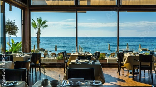 Fototapeta Naklejka Na Ścianę i Meble -  Luxury restaurant near the sea UHD wallpaper