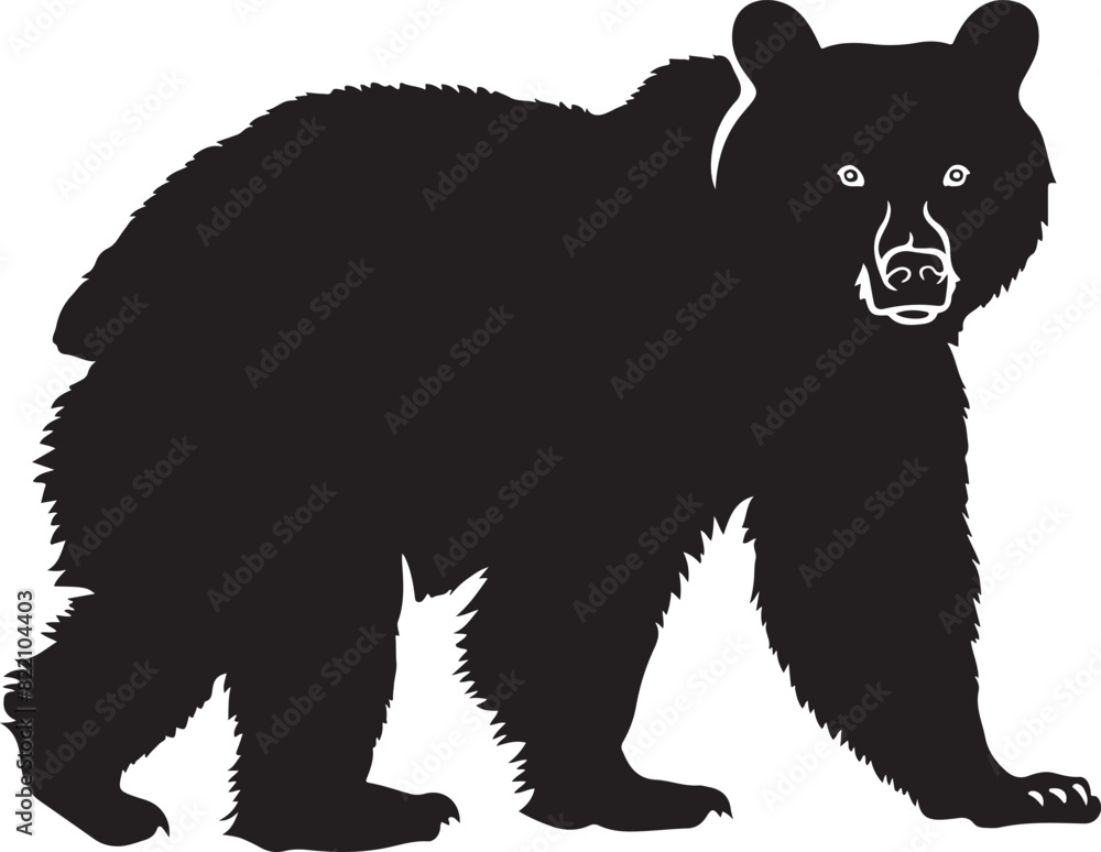 Bear illustration, solid black silhouette transparent background Bear illustration, solid black silhouette transparent background